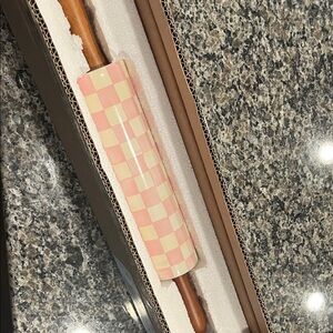 McKenzie-Child’s pink checkered rolling pin- Brand new, in box never used